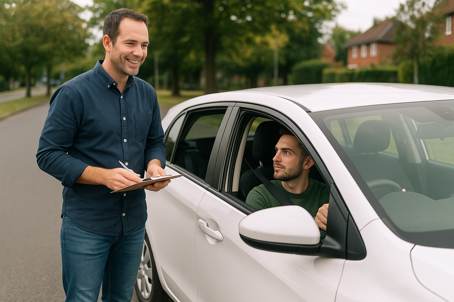 Driving instructor teaching students in the Sharon area