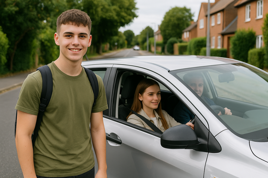 Student learning to drive a car confidently