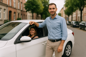 Driving instructor with high availability in Netanya teaching a student